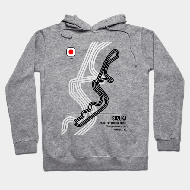 Suzuka Race Track Hoodie by RaceCarsDriving